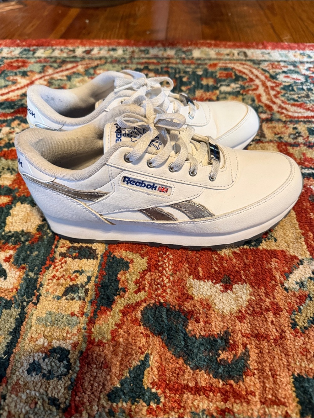 Reebok White Sneakers with Silver Accents